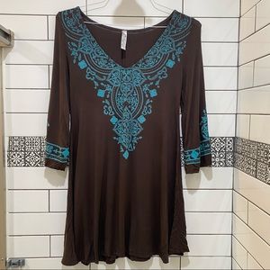 Rodeo dress Voll turquoise and brown dress